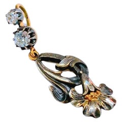 Antique Art Nouveau 14k Gold Diamond Pendant, Circa 1904-1908