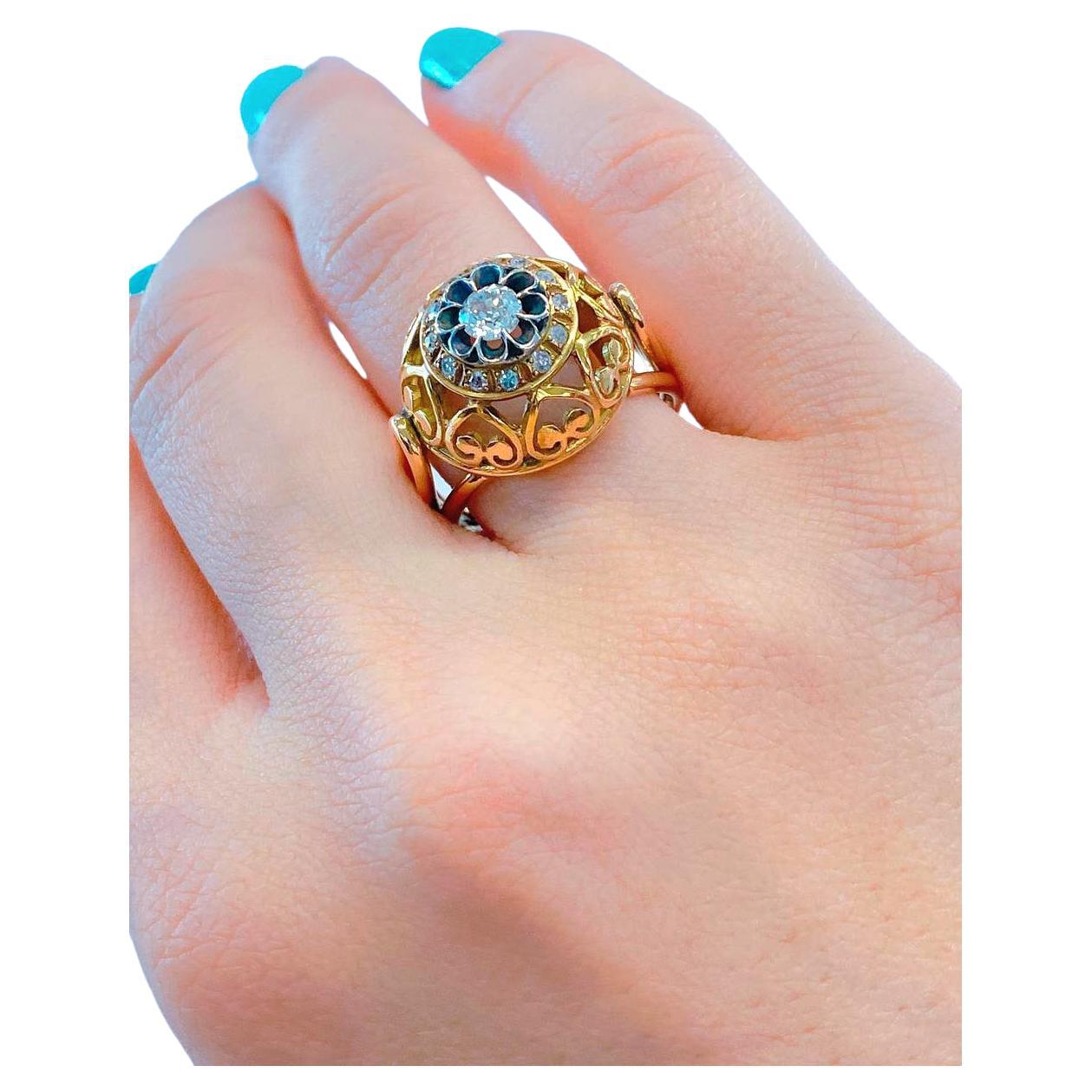 Antiker Goldring mit altem Diamanten im Angebot 4