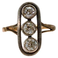 Antique Old Mine Cut Diamond Russian Gold Ring