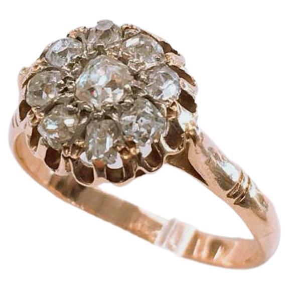 Antique 14k gold ring in cerculare ring head designe with old mine cut diamonds estimate weight 1 carat ring dates back to the tsarist russian era hall marked 56 imperial russian gold standard and caucasus assay mark 1917.c