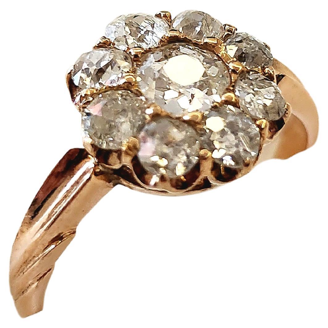 Women's Antique Old Mine Cut Diamond Gold Ring For Sale