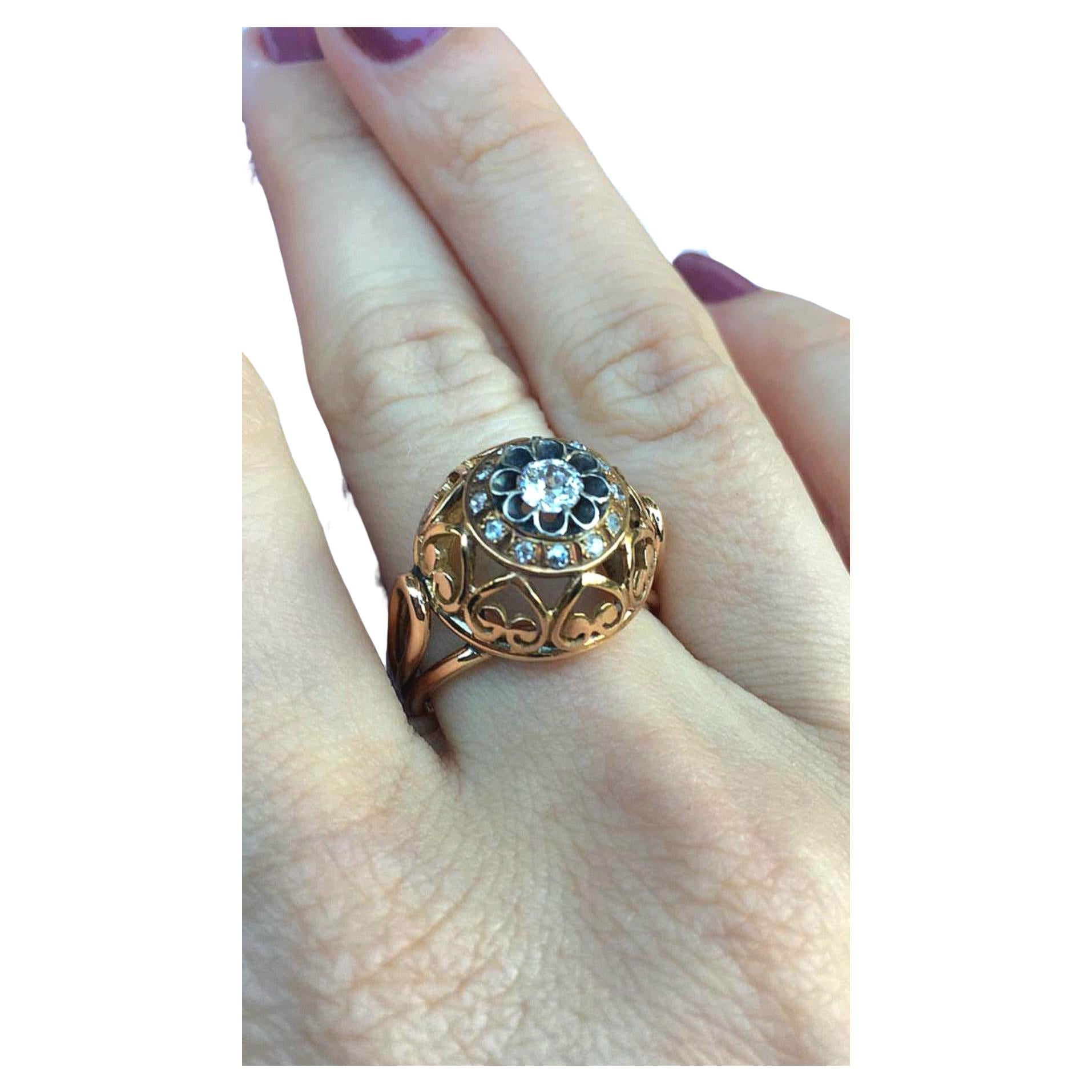 Women's or Men's Antique Diamond Gold Ring For Sale