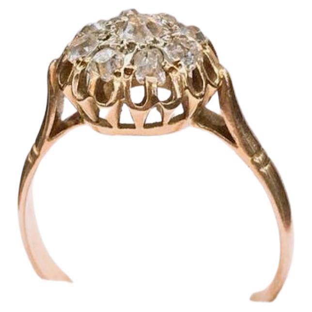 Antique Old Mine Cut Diamond Gold Ring 1