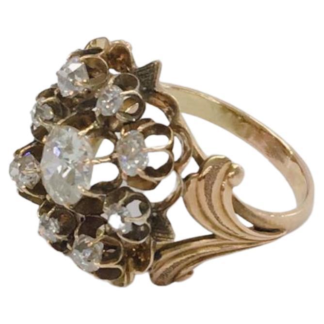 Antique Old Mine Cut Diamond Gold Ring For Sale 2