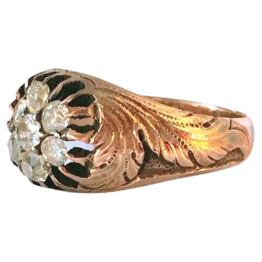 Antique Old Mine Cut Diamond Gold Ring For Sale