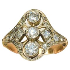 Antique Art Deco Old Mine Cut Diamond Gold Ring