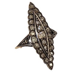 Antique Old Mine Cut Diamond Russian Gold Ring