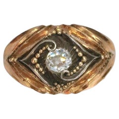 Antique Old Mine Cut Diamond Gold Solitair Ring