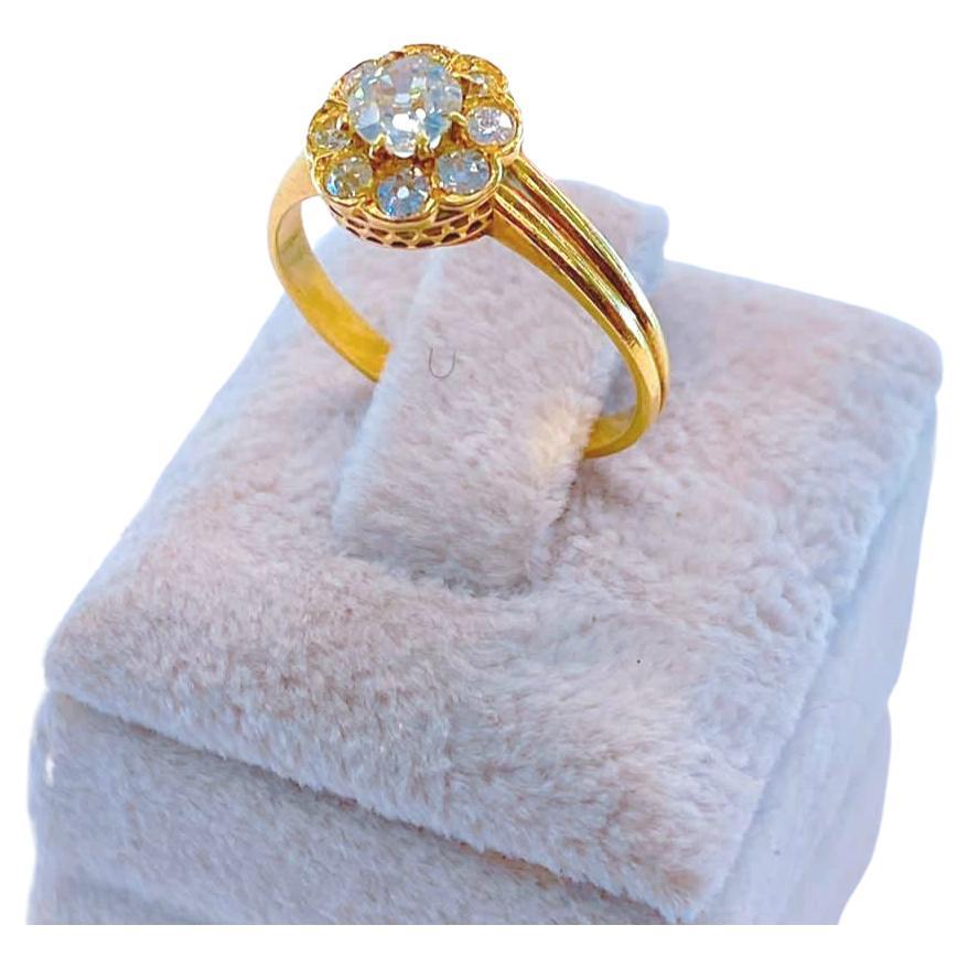 Antique Old Mine Cut Diamond Solitaire Gold Ring For Sale 1