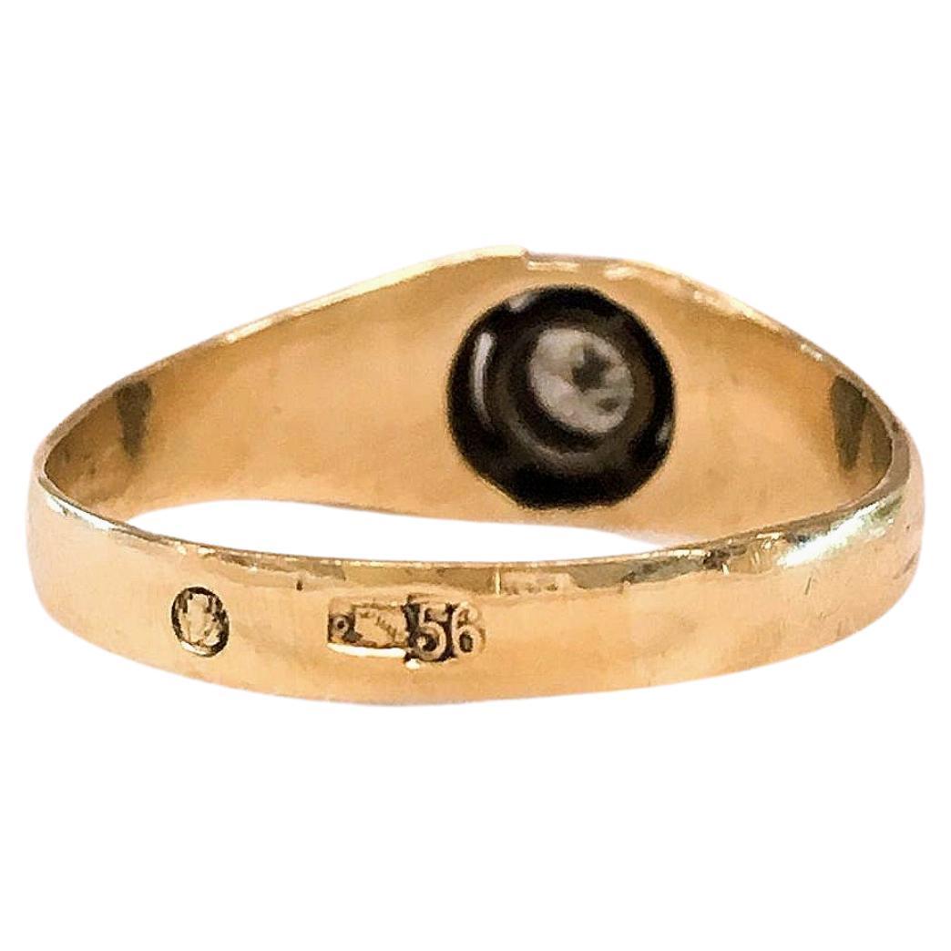 Antiker Solitär-Goldring mit Diamant im alten Minenschliff 2
