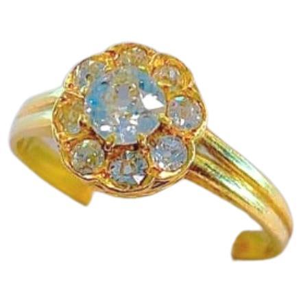 Antique Old Mine Cut Diamond Solitaire Gold Ring For Sale