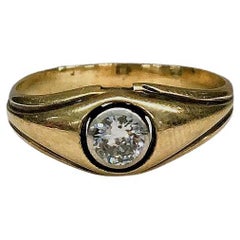 Antique Old Mine Cut Diamond Solitaire Gold Ring