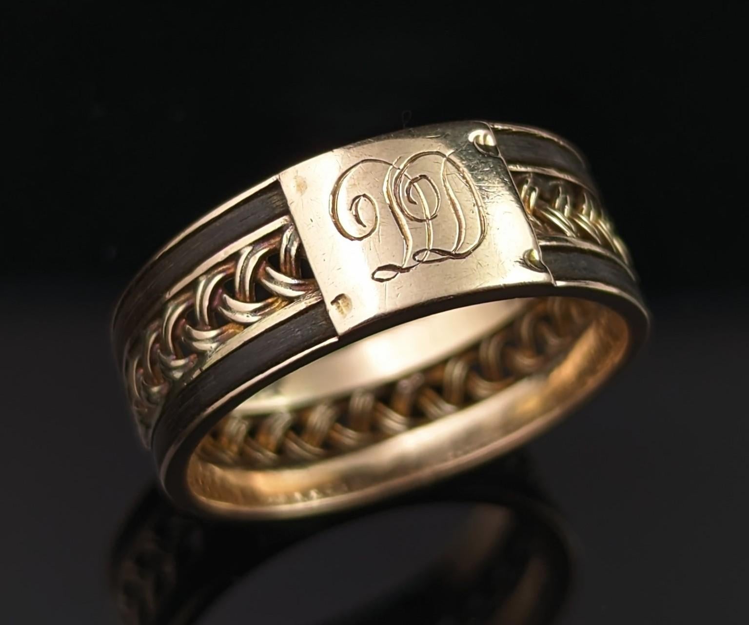 This antique Raj era plaited 14kt gold band ring really is staggeringly beautiful!

Whilst it has the dark aesthetic of a mourning piece these Victorian beauty's were often bought home from travels and gifted as love tokens.

This is most likely a