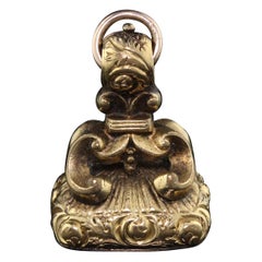Antique 14 Karat Gold-Plated Intaglio Seal Pendant Charm