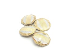 Antique 14k Gold & Platinum Grooved Engraved Work Octagon Shape Cufflinks