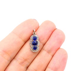 Antique 14k Gold Platinum-Topped Sapphire Diamond Charm Pendant