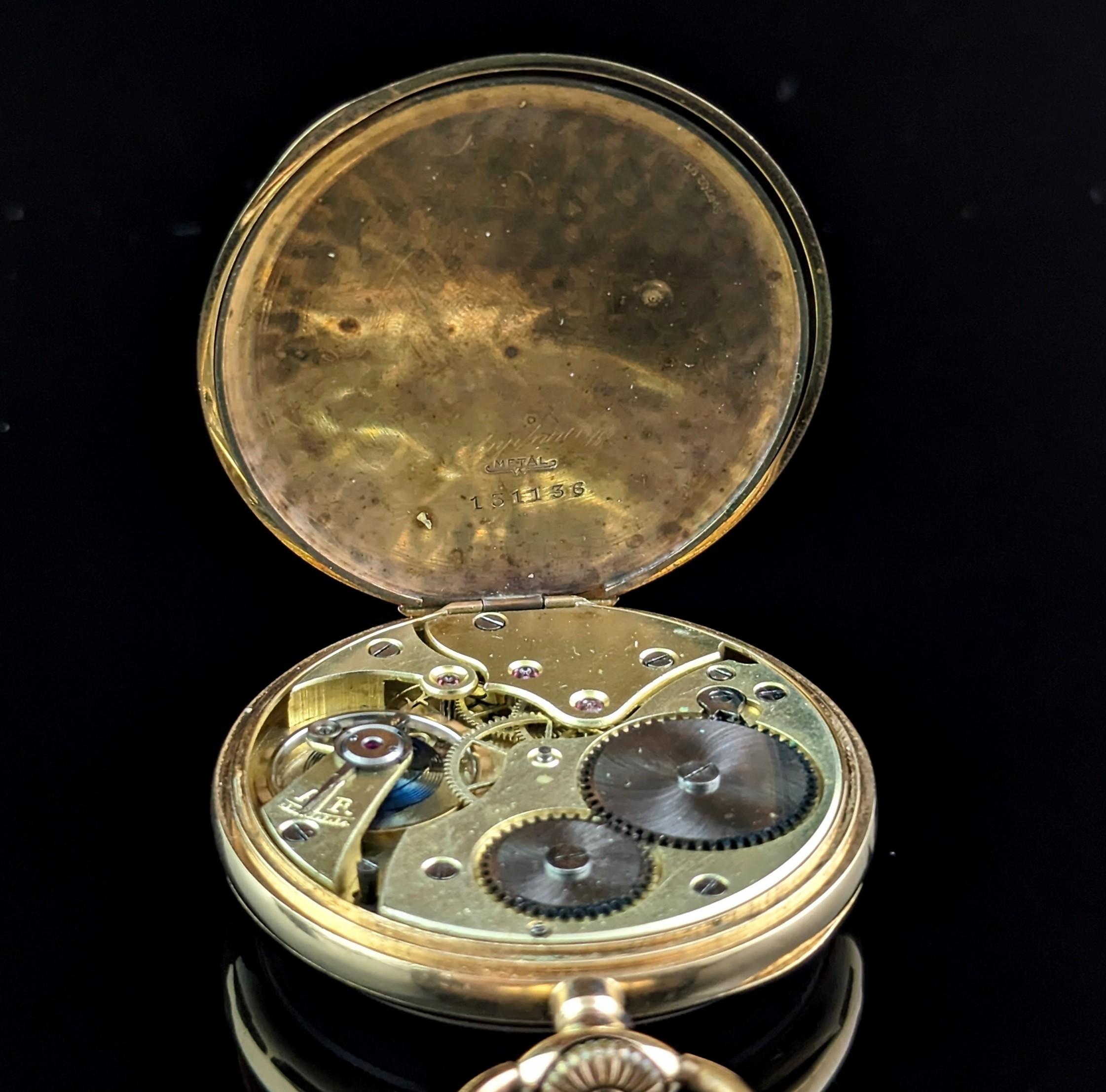 Antique 14k gold pocket watch, Moeris, open face  4