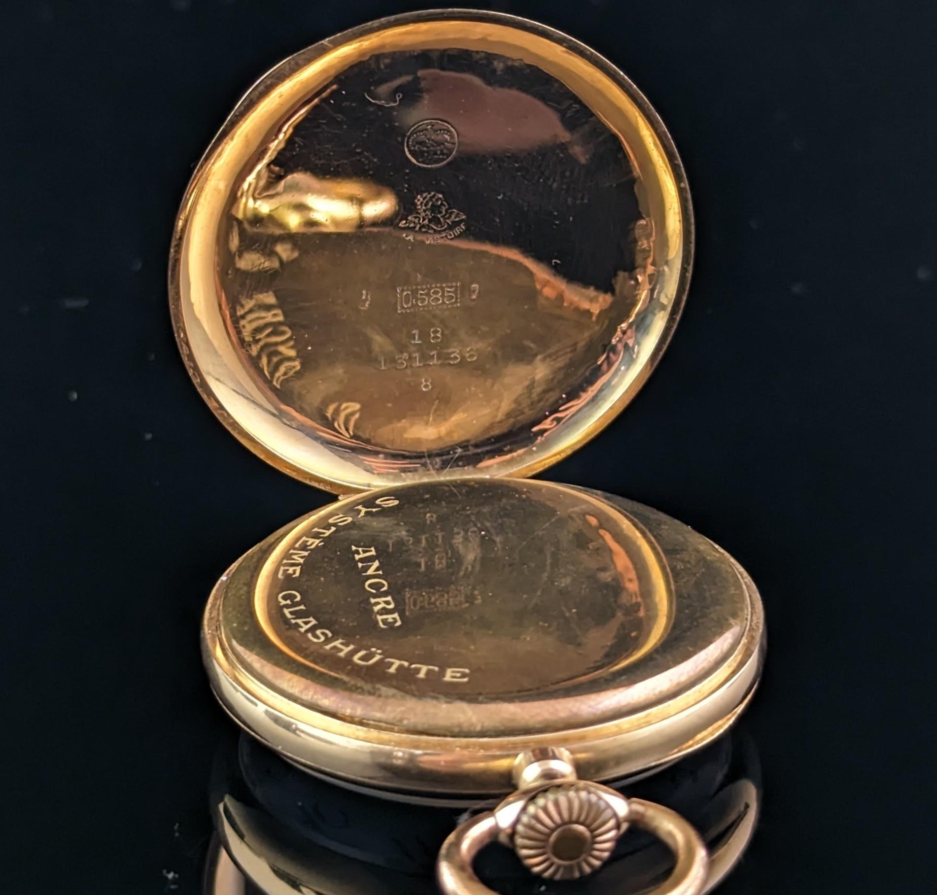 Antique 14k gold pocket watch, Moeris, open face  5