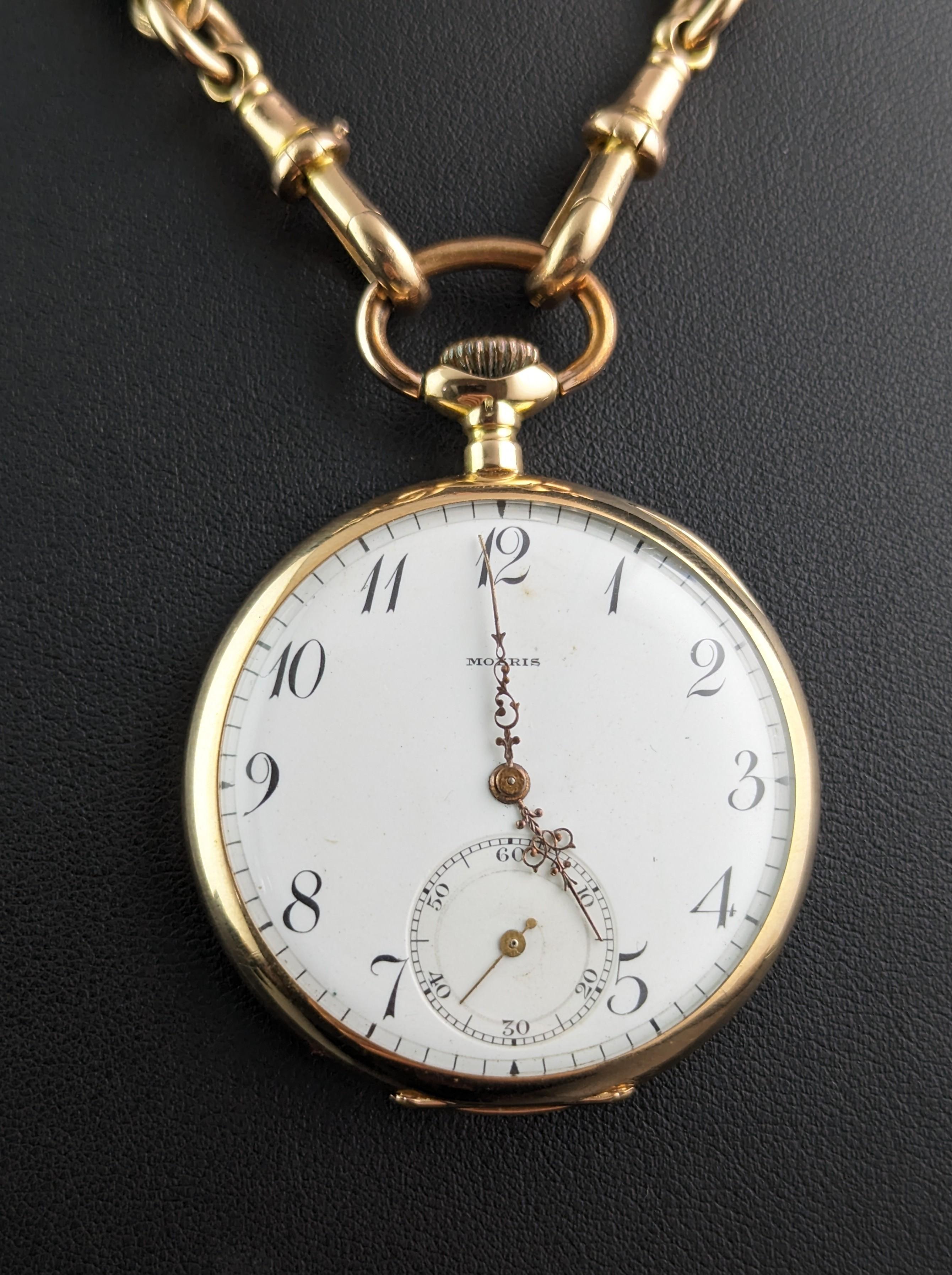 Un orologio da tasca antico in oro è un regalo iconico e un pezzo meraviglioso da aggiungere alla tua collezione.

Un'opera d'arte funzionale, questo antico orologio da tasca Moeris in oro 14ct è una scelta di stile.

Ha un movimento Moeris con