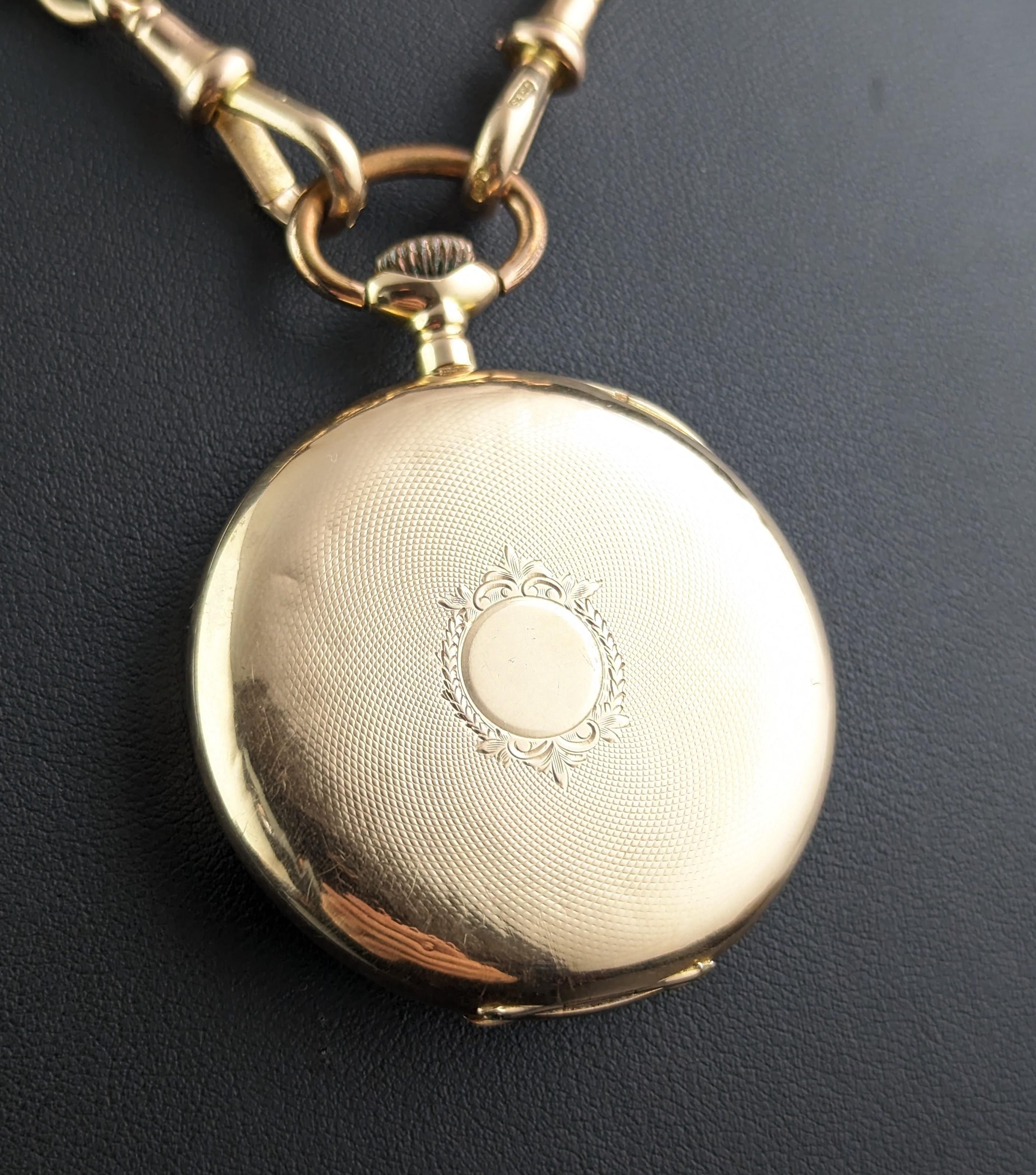 Women's or Men's Antique 14k gold pocket watch, Moeris, open face 