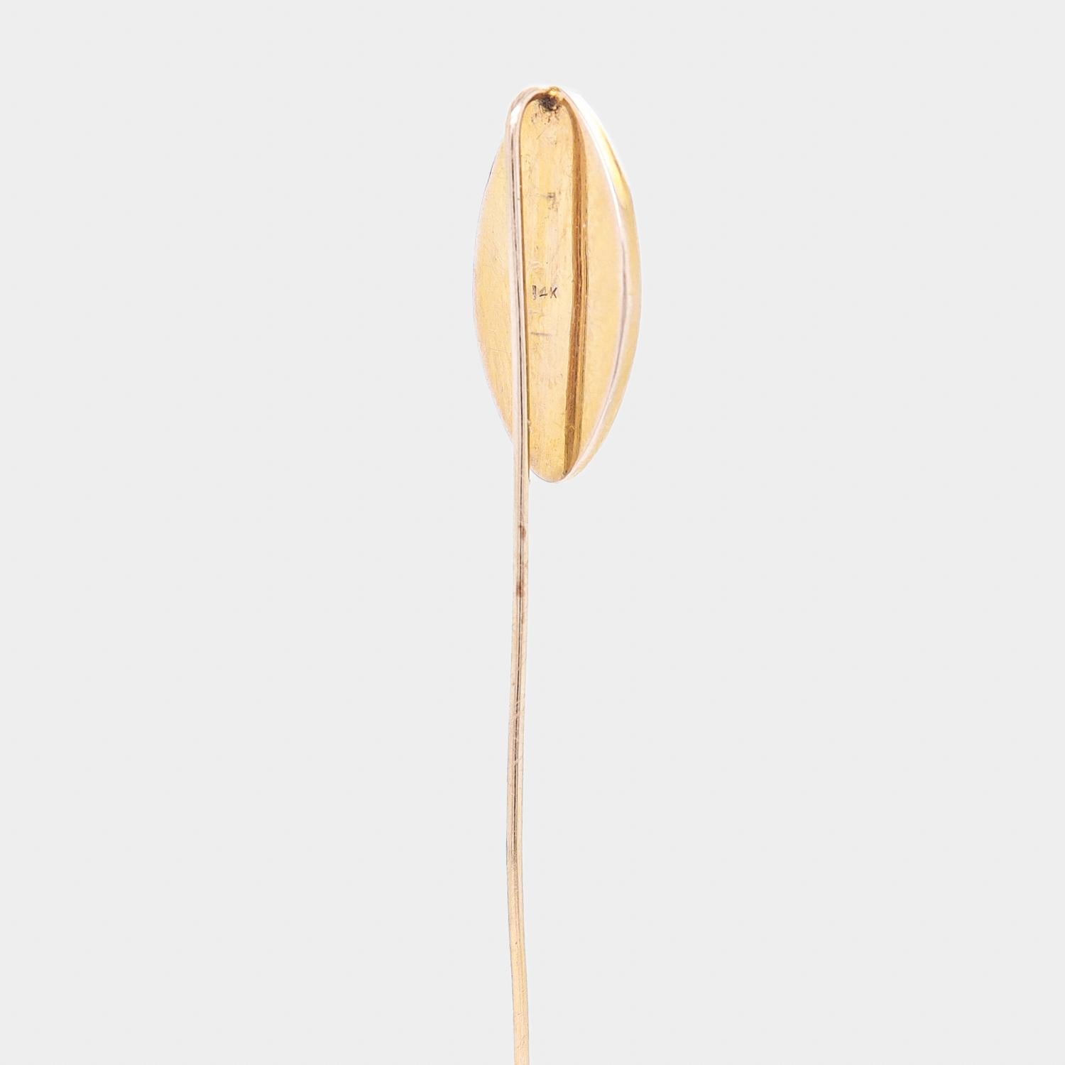 Women's or Men's Antique 14K Gold & Real Morpho Butterfly Wing Stickpin For Sale
