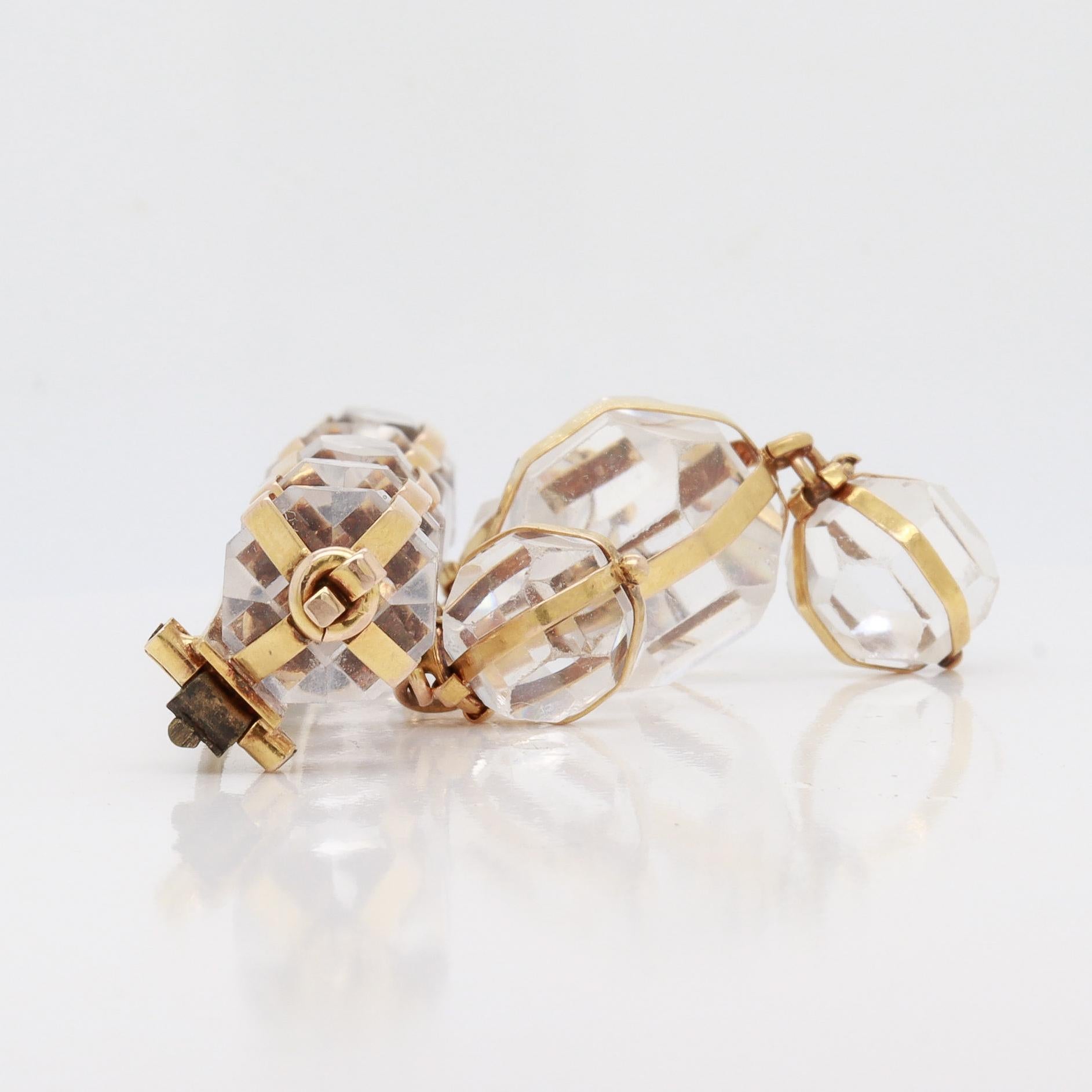 Antique 14K Gold & Rock Crystal Brooch / Pin with Victorian Elements For Sale 6