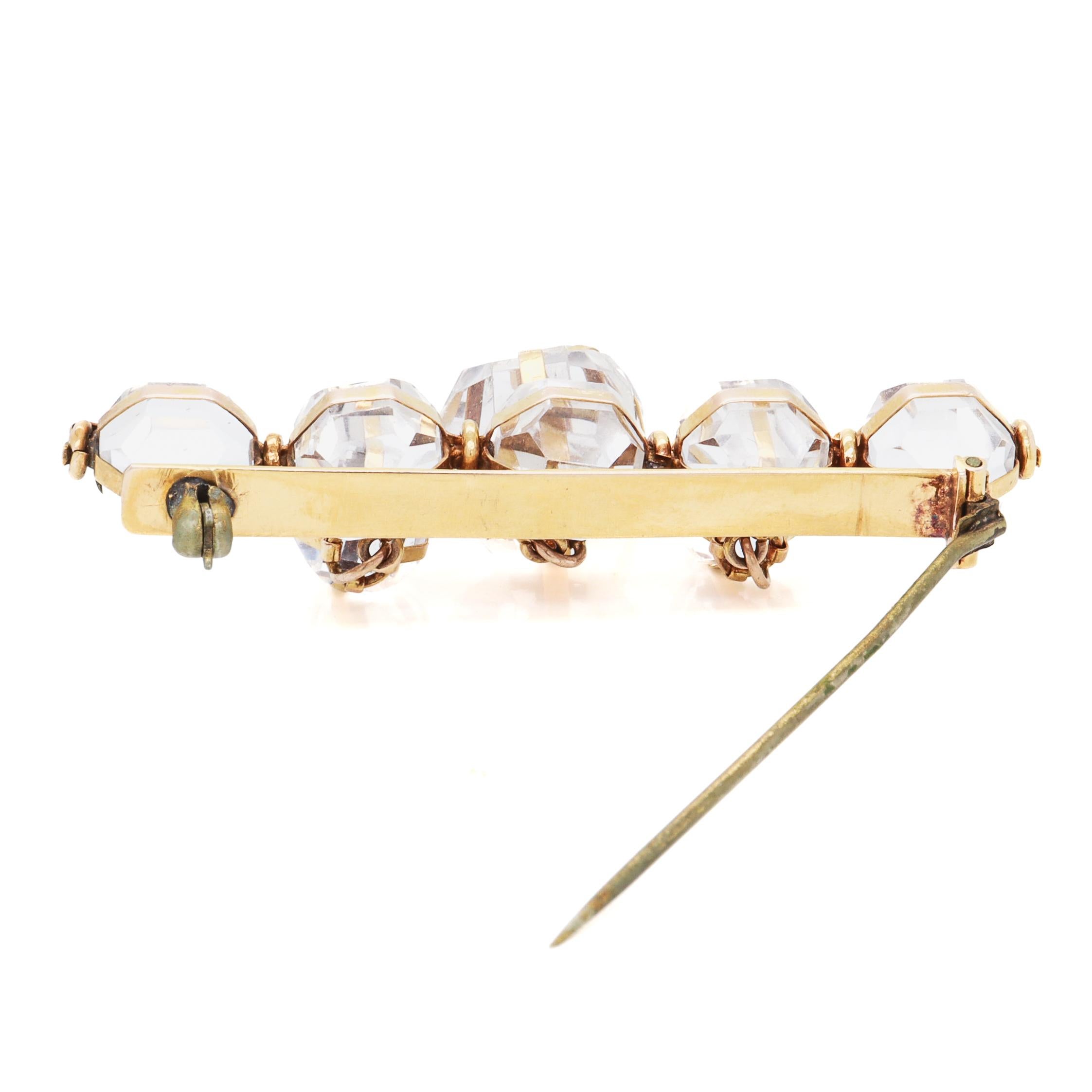 Antique 14K Gold & Rock Crystal Brooch / Pin with Victorian Elements For Sale 7