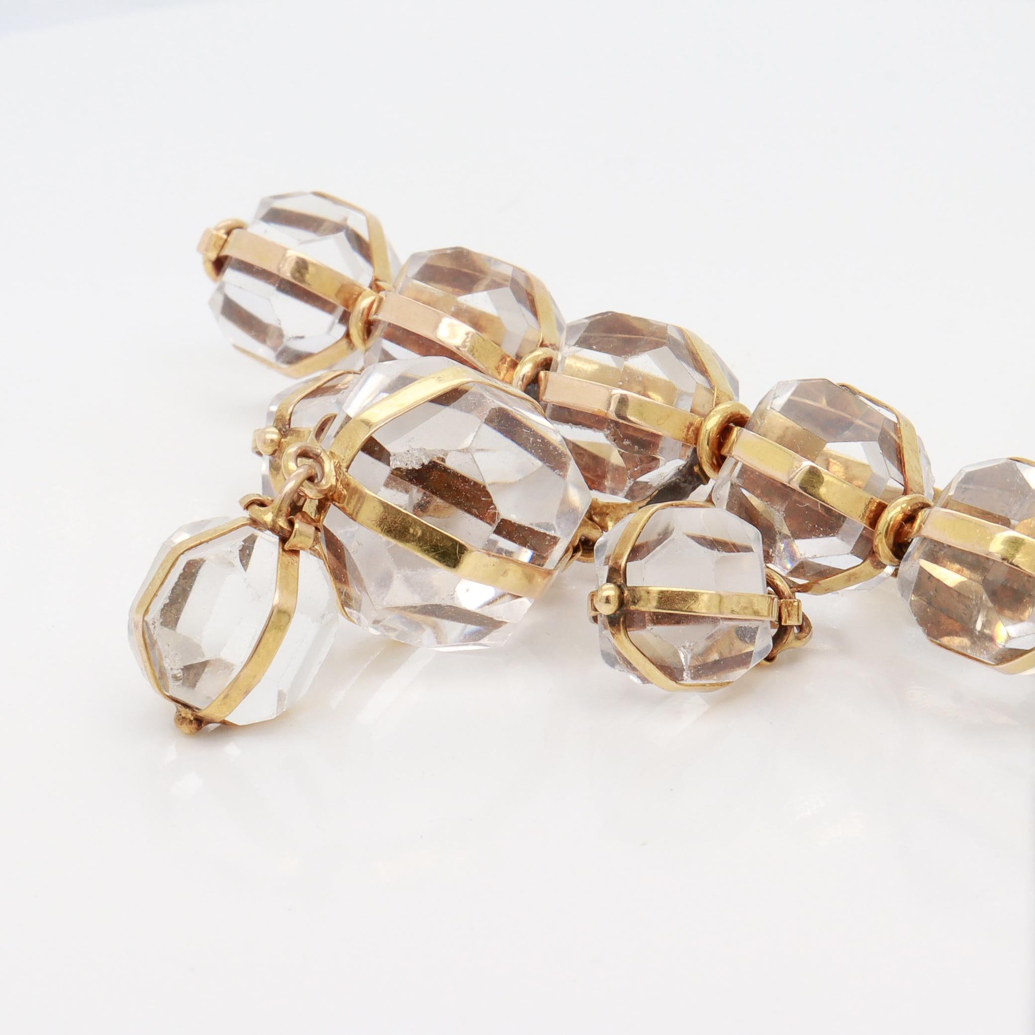 Antique 14K Gold & Rock Crystal Brooch / Pin with Victorian Elements For Sale 8