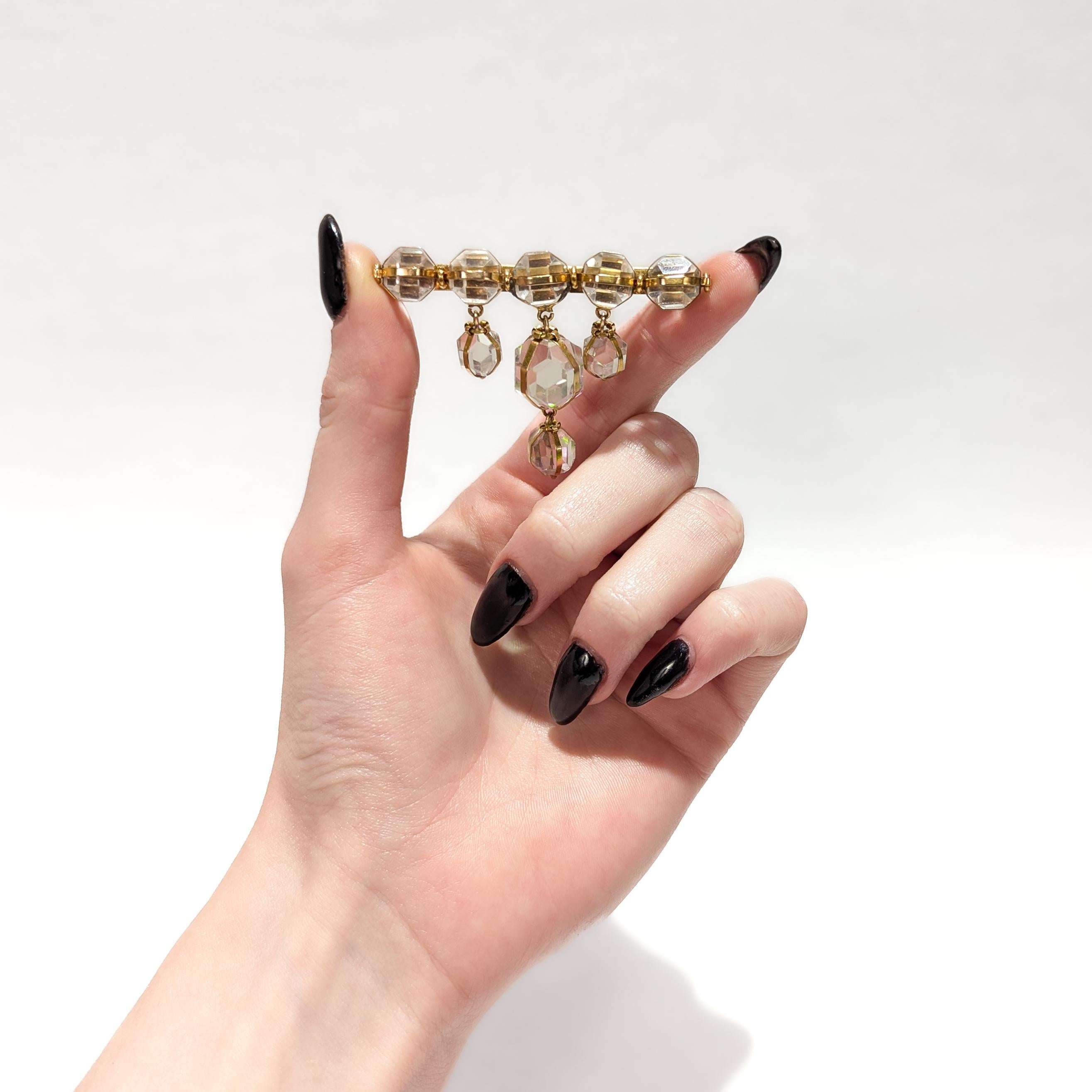 Antique 14K Gold & Rock Crystal Brooch / Pin with Victorian Elements For Sale 10