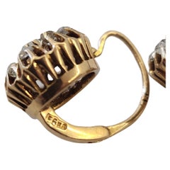 Antique Rose Cut Diamond Russian Gold Earrings