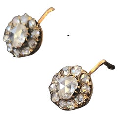 Antique 14k Gold Rose Cut Diamond Earrings