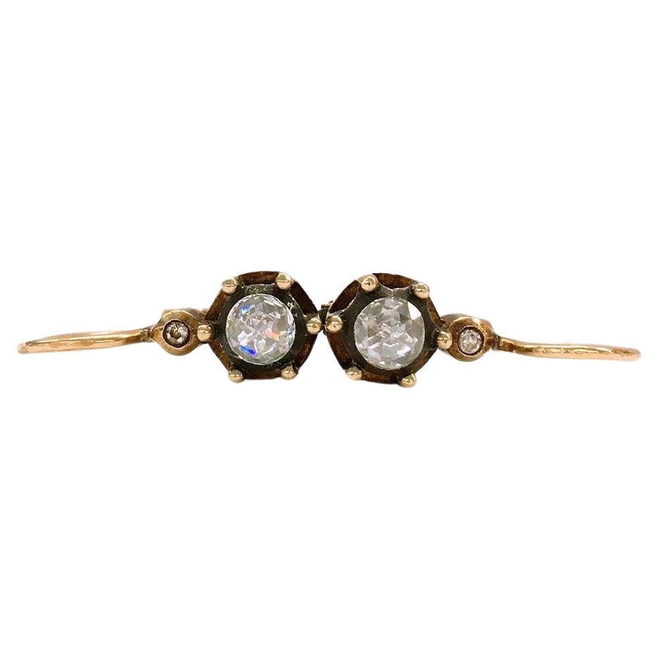 Antike 14k Gold Rose Cut Diamant Ohrringe Damen im Angebot