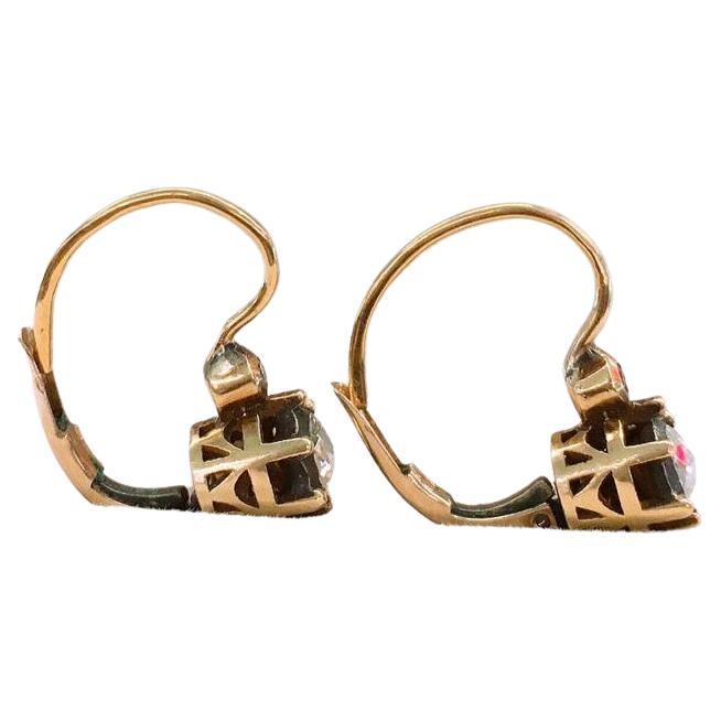 Gold-Ohrringe mit Diamant im Rosenschliff im Angebot 2