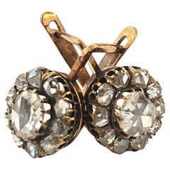 Antique 14k Gold Rose Cut Diamond Earrings