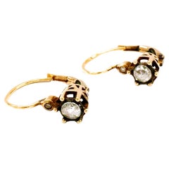 Antique 14k Gold Rose Cut Diamond Earrings