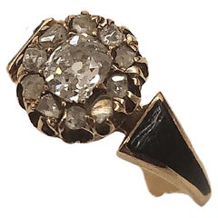 Antique Rose Cut Diamond Enamel Gold Ring
