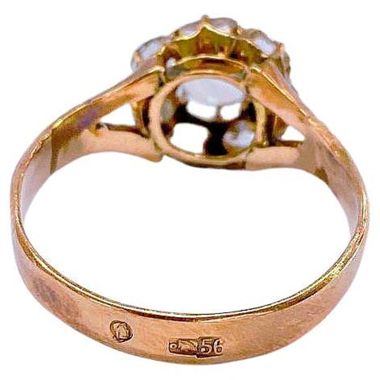 Antique 14k Gold Rose Cut Diamond Ring For Sale at 1stDibs