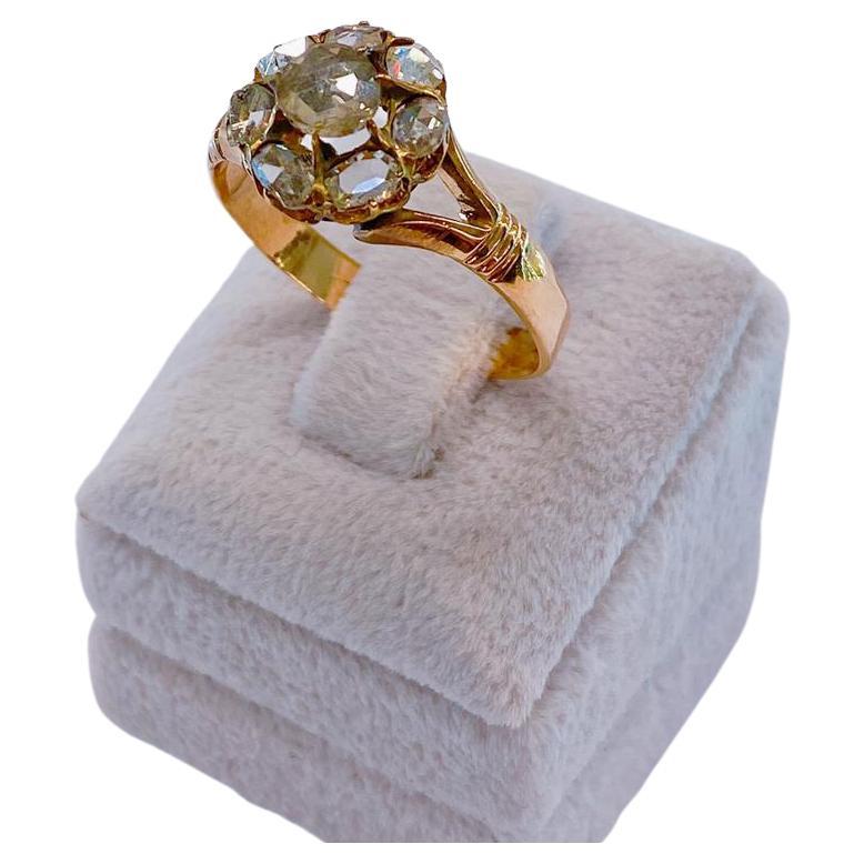 Antique Rose Cut Diamond Gold Ring For Sale 4