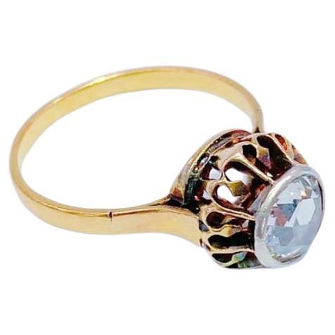 Antique Rose Cut Diamond Gold Solitare Ring For Sale at 1stDibs