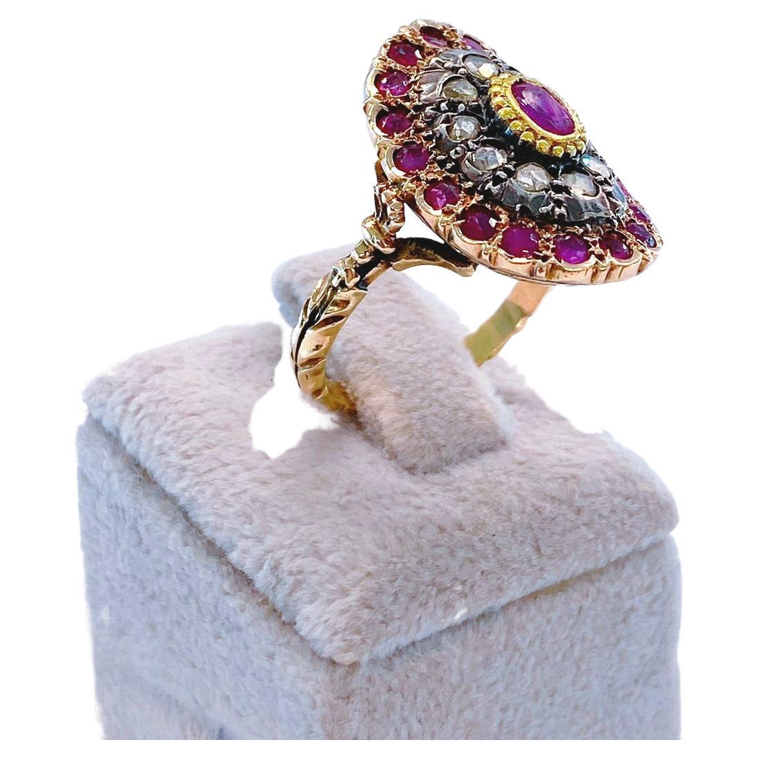 Antique Ruby And Diamond Gold Ring For Sale 1