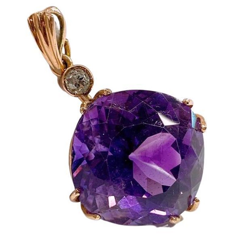 Antique 14k Gold & Amethyst Ball / Orb Pendant