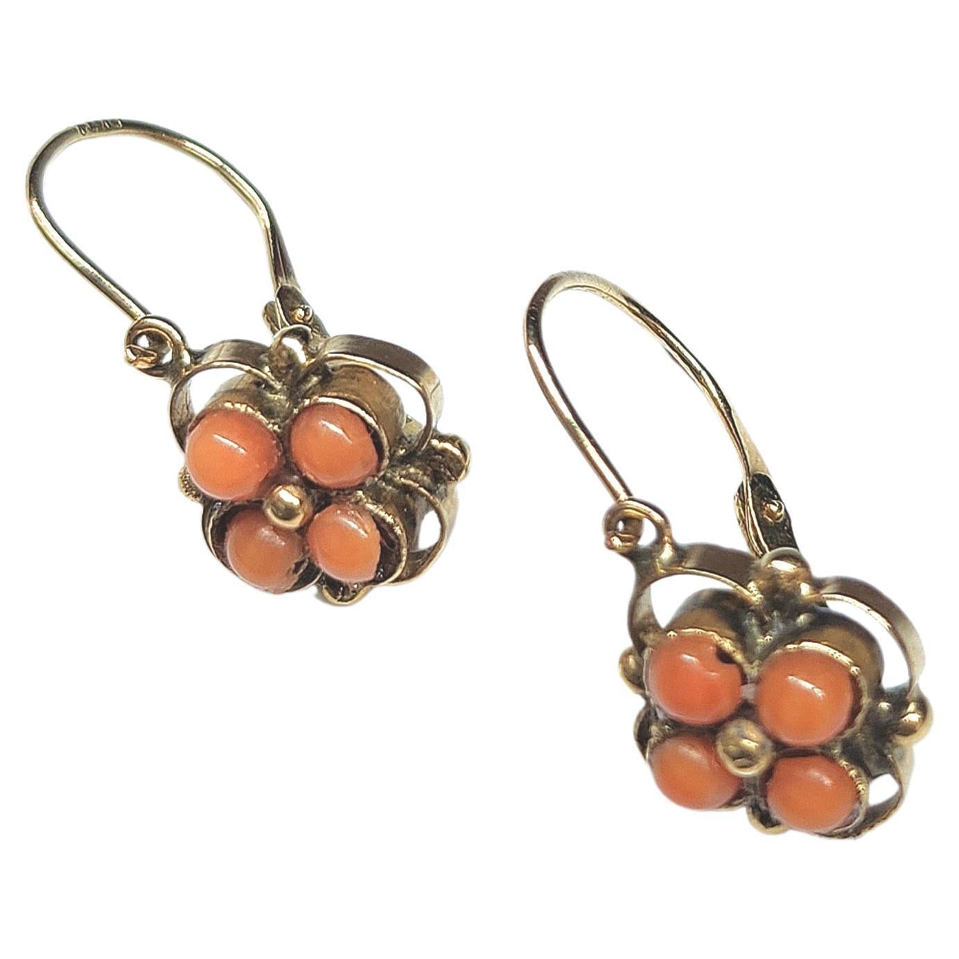 antique coral earrings