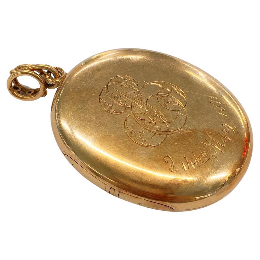 Women's or Men's Antique Diamond Cross Gold Locket Pendant For Sale
