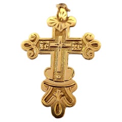 Antique 1880s Russian Gold Cross Pendant