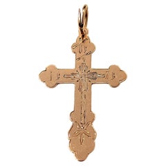 Antique Gold Russian Cross Pendant