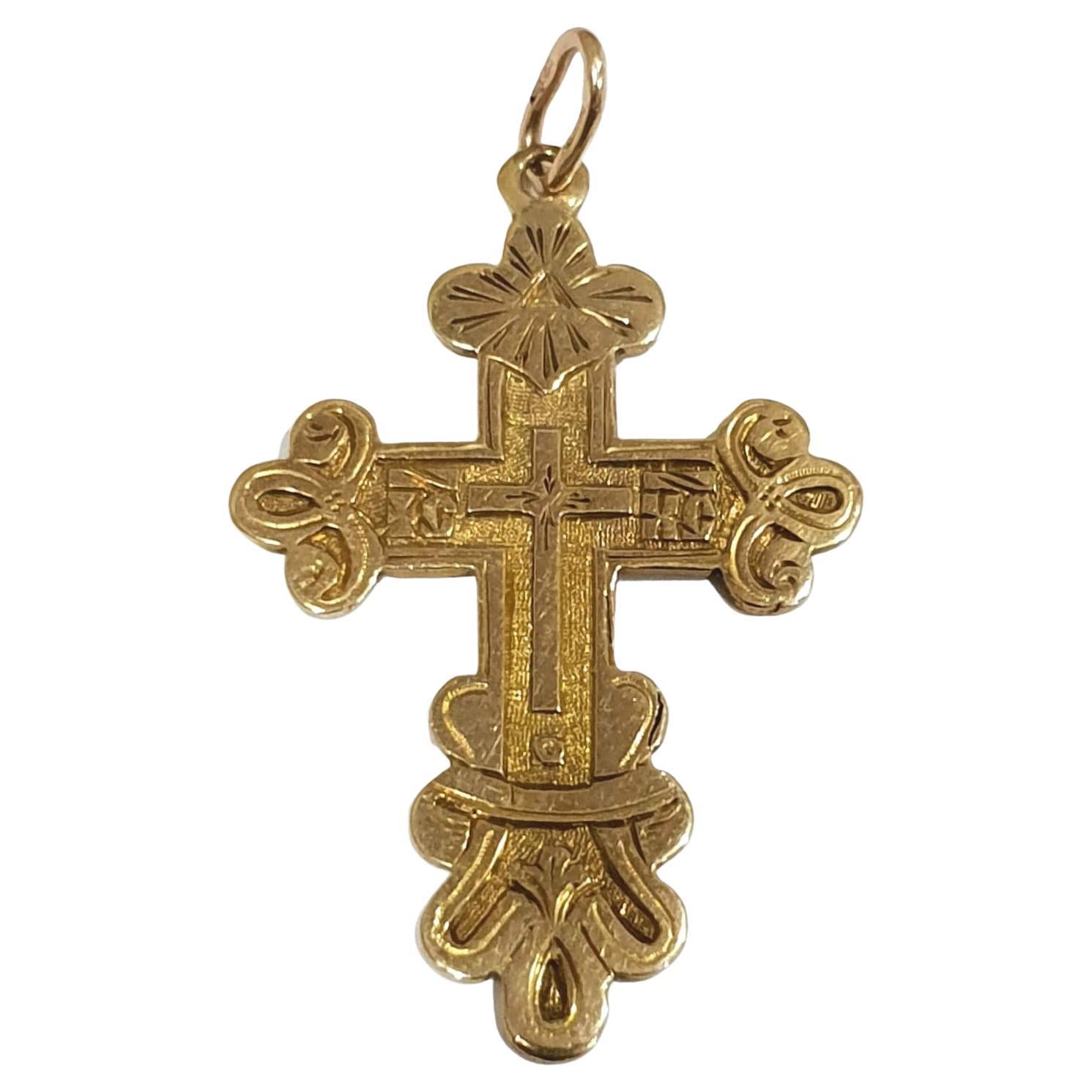 antique gold crucifix pendant