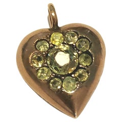 Antique Demantoid Heart Russian Gold Locket Pendant