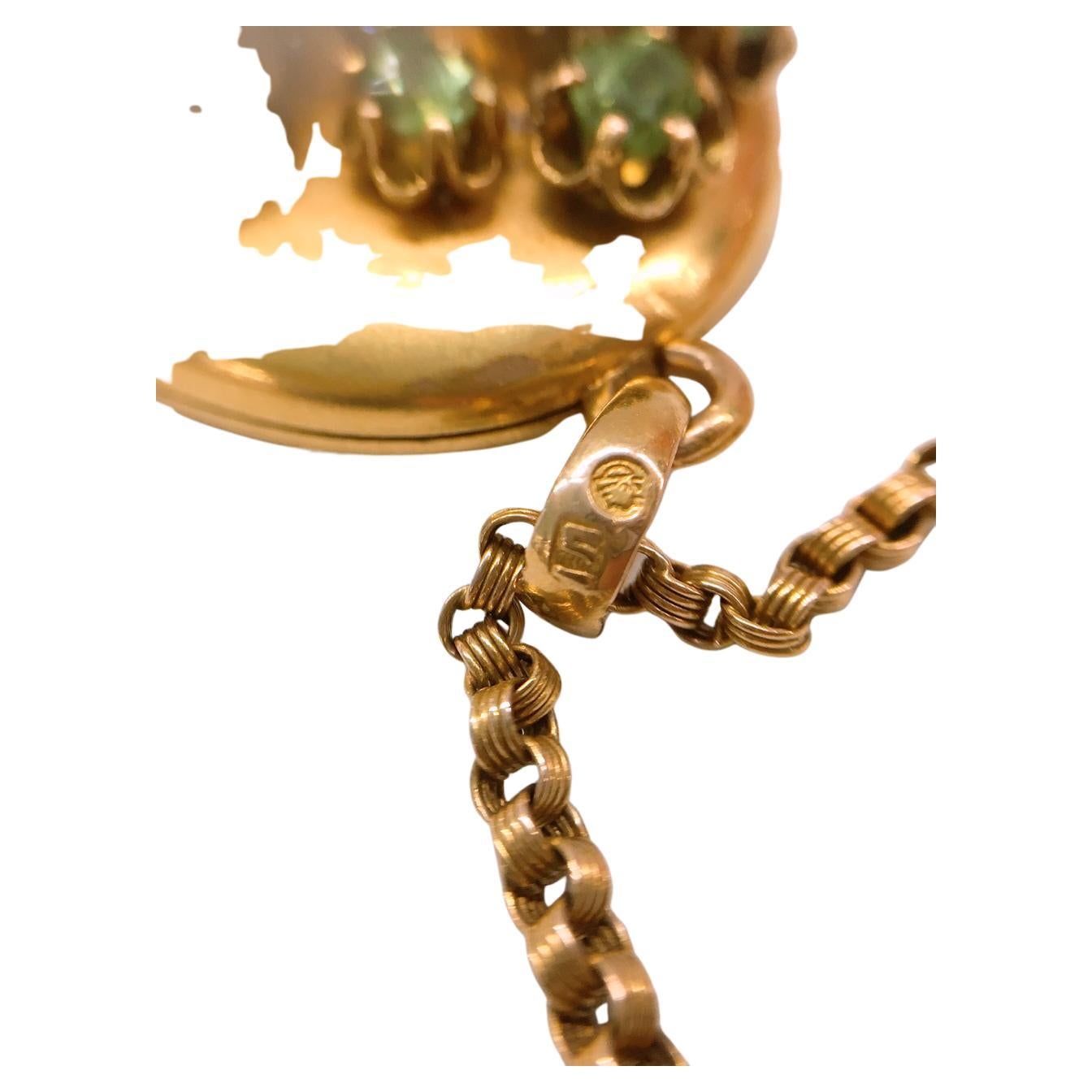 Antique  Demantoid Russian Gold Locket Pendant For Sale 1