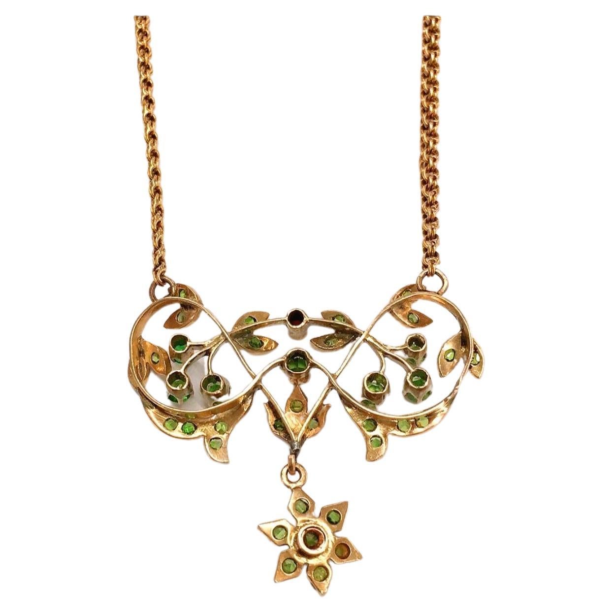 Antique Russian Demantoid Gold Necklace For Sale 4