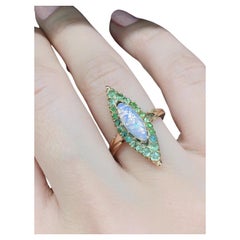 Antique Opal And Demantoid Russian Gold Ring
